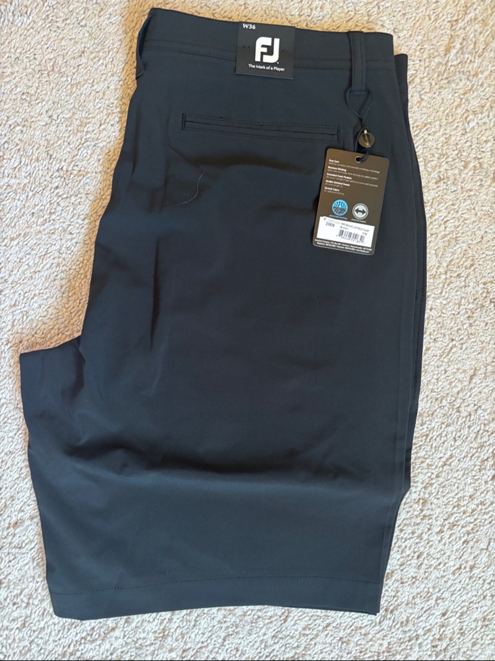 FootJoy Black Men's Golf Shorts with Back Welt Pocket